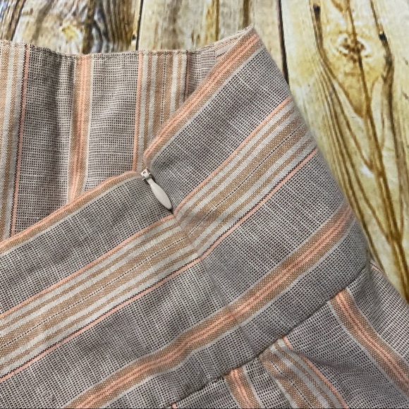 Free People Orange Striped Linen Blend Austin Shorts Pockets - Picture 4 of 7